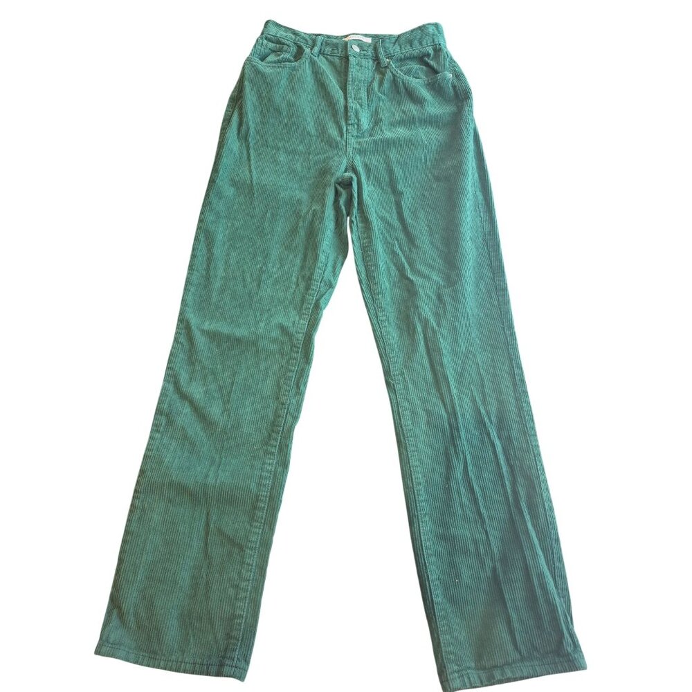 PacSun Womens Green Corduroy Dad Jeans Size 28 High-Waisted Straight Fit